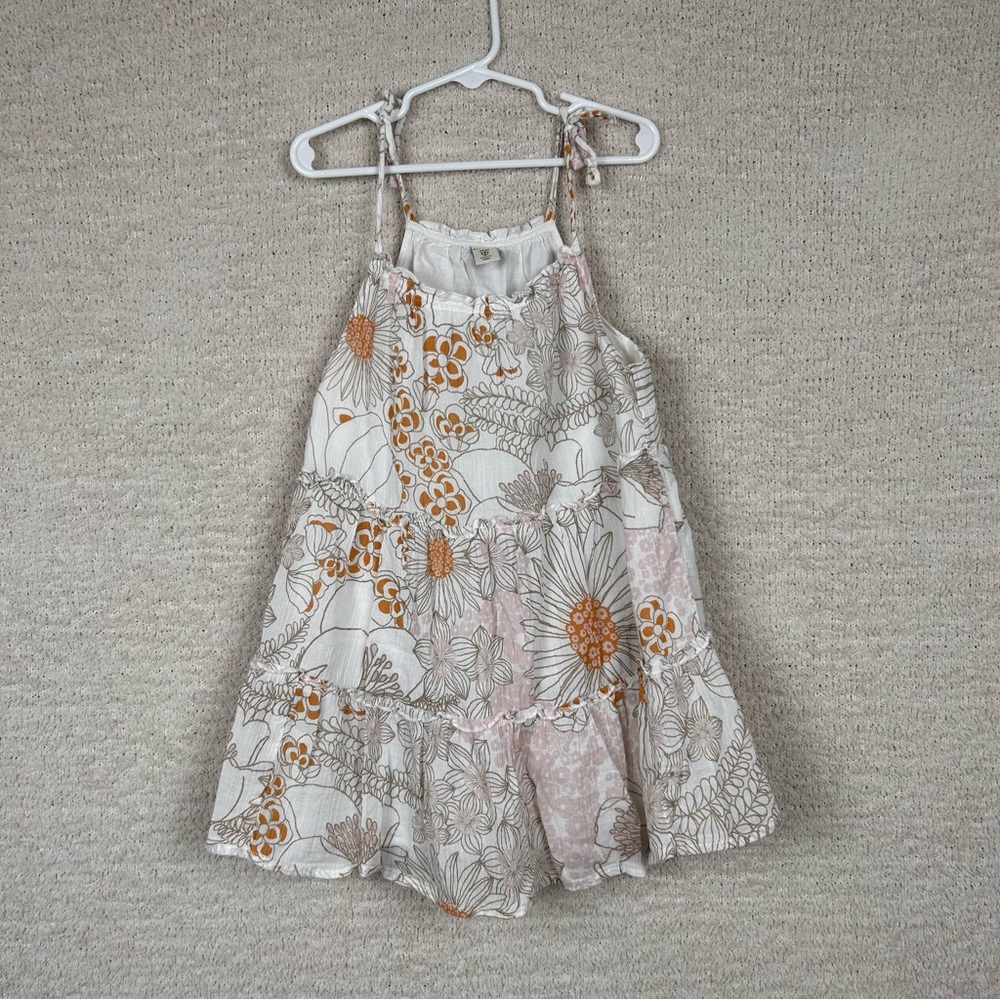 Old Navy Dress Girls 8 White Multi Floral‎ Tiered Lined Cotton